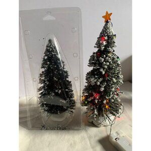 Artificial Miniature Snowy Christmas Tree with Multicolored LED Lights & Star To